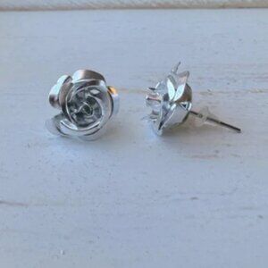 Silver Rose Stud Earrings
